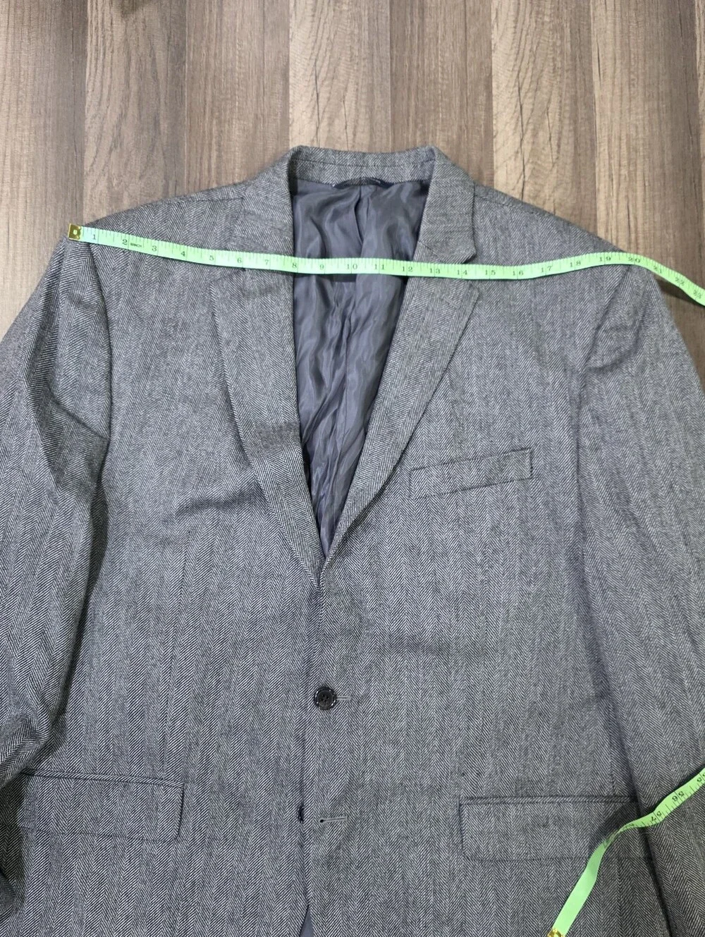 Vintage Ralph Lauren 100% Gray Herringbone Blazer Made In Canada Collegiate. 46R